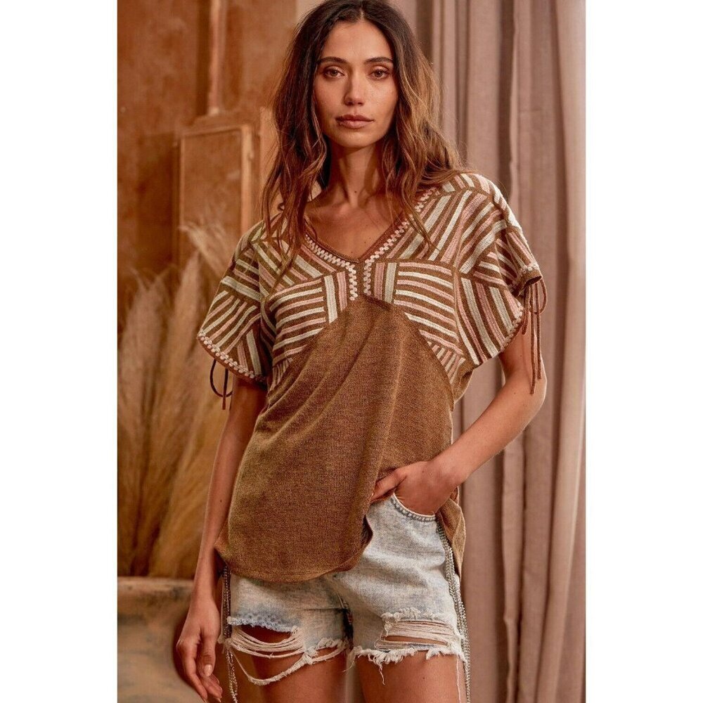 Boho Western Top Blouse Amber in Rust